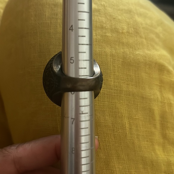 Faux Turquoise Etched Band Ring - Picture 3 of 3